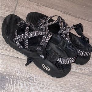 Black and white chacos